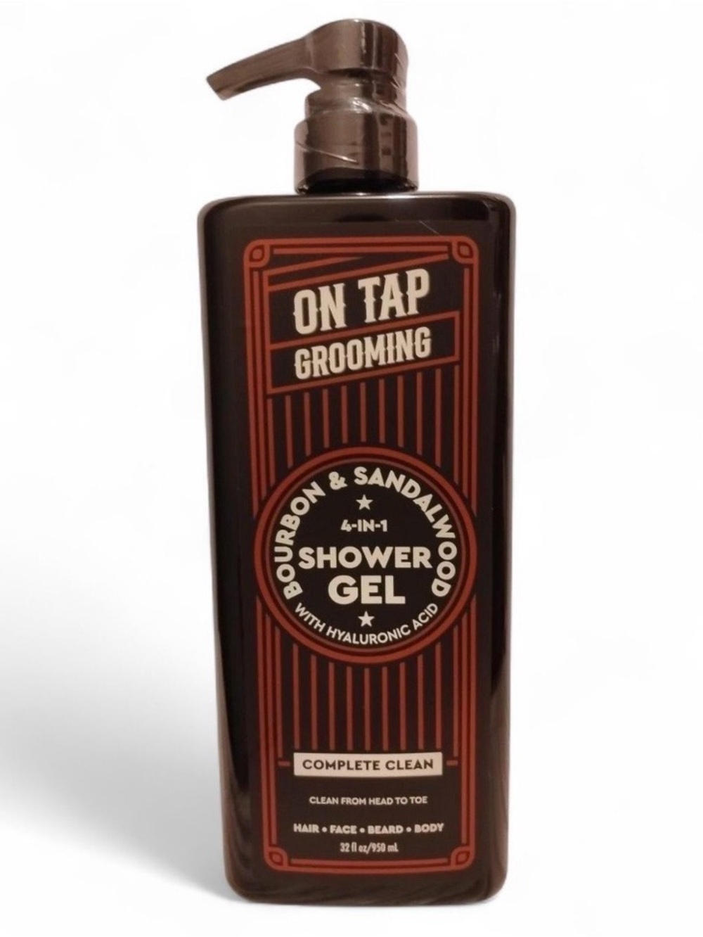 On Tap Grooming Bourbon & Sandalwood Shower Gel Complete Clean 4-in-1, 32oz